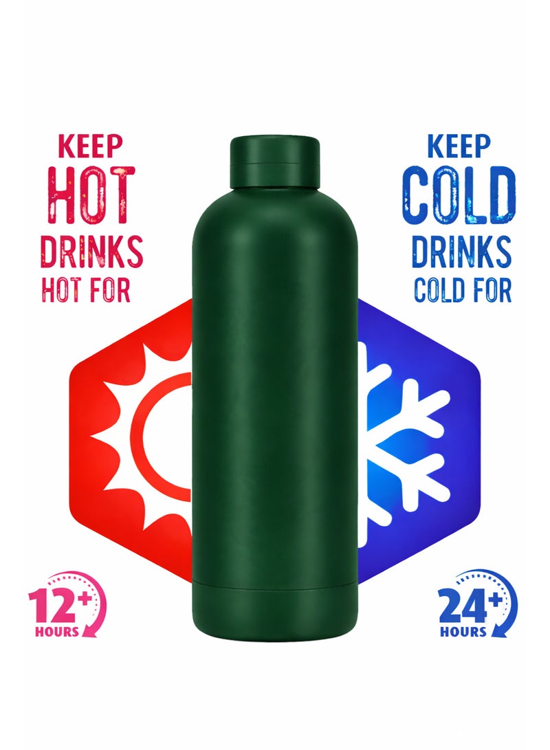 micro speed Stainless Steel Insulated Water Bottle – 500ml - Double Wall Vacuum Flask | Hot & Cold Thermos for Kids, School, Sports & Travel | Leak-Proof, Sweat-Free Design – Green - Image 3